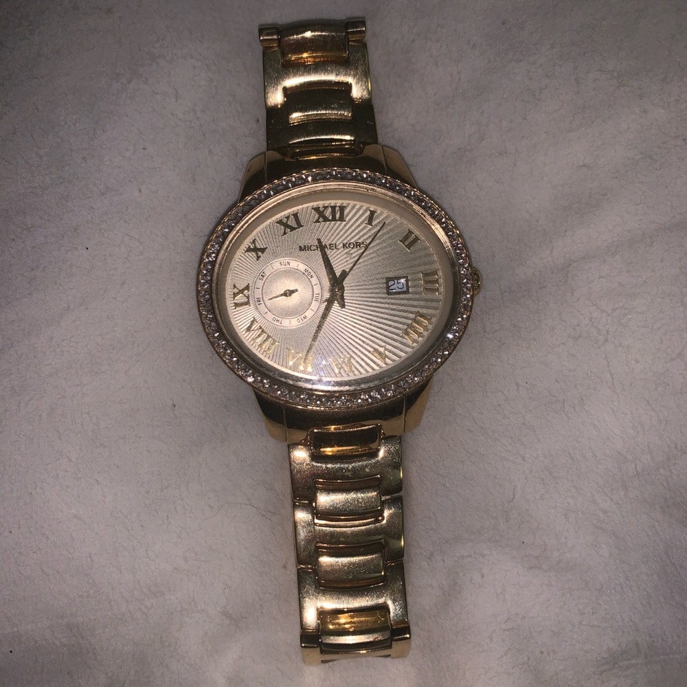 Michael Kors crystal circle gold watch